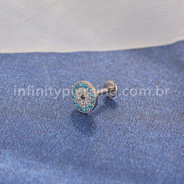 Piercing Labret Titânio Redondo Zircônia Colorida