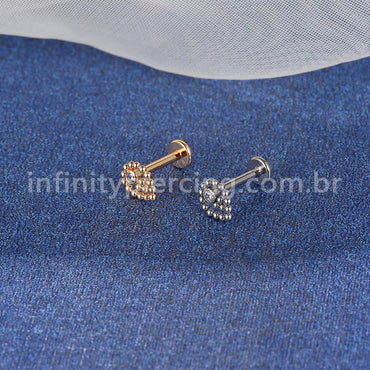 Piercing Labret Aço Cirúrgico Gota Zircônia