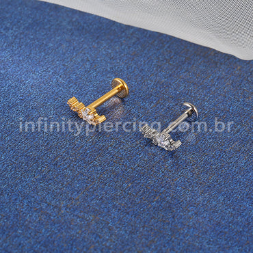 Piercing Labret Titânio Estrela Zircônia Cravejada