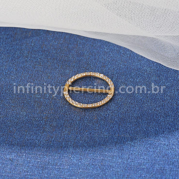 Piercing Argola Titânio Mamilo Zircônia Cravejada