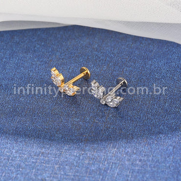 Piercing Labret Titânio 7 Pedras Zircônia