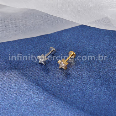 Piercing Labret Titânio Estrela Zircônia