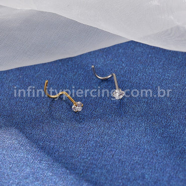 Piercing Nostril Aço Cirúrgico Zircônia Cravejada Coração