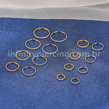 Piercing Argola Nióbio Segmento Articulado Zircônia Cravejada