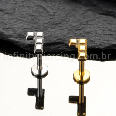 Piercing Labret Titânio Peça De Montar Tetris 1.2X8 11243