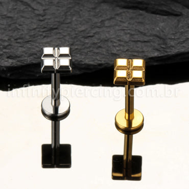 Piercing Labret Titânio Peça De Montar Tetris