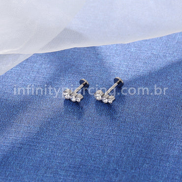 Piercing Labret Titânio Zircônia Cravejada