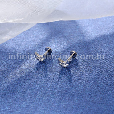 Piercing Labret Titânio Rosca Interna Lua Zircônia