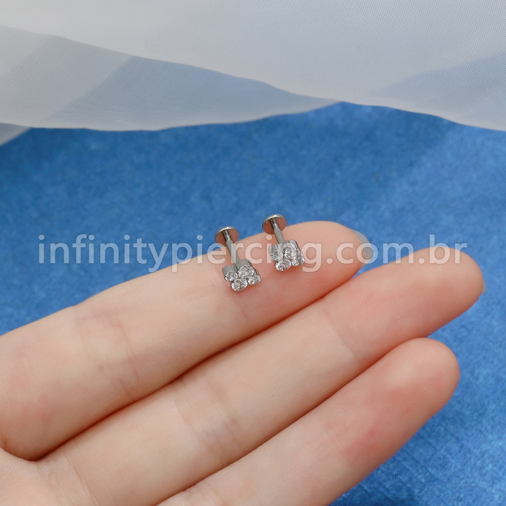 Piercing Labret Titânio Zircônia Cravejada