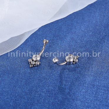 Piercing Banana Titânio 5 Pedras Indiano Zircônia