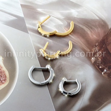 Piercing Argola Titânio Com Zircônia Cravejada