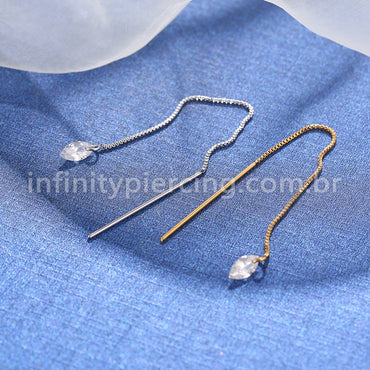 Piercing Palitinho Corrente Aço Cirúrgico Zircônia Oval