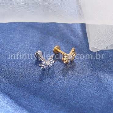 Piercing Labret Titânio Laço Zircônia