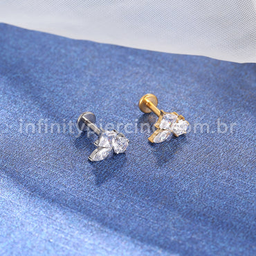 Piercing Labret Titânio Pedras Zircônias
