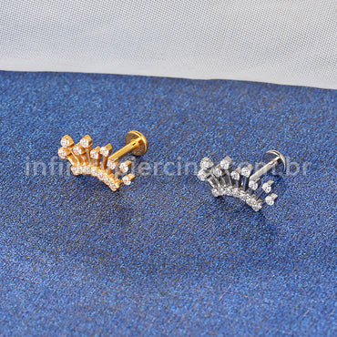 Piercing Labret Titânio Coroa Zircônia Cravejada