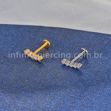 Piercing Labret Aço Cirúgico 5 Mini Zircônia Reta
