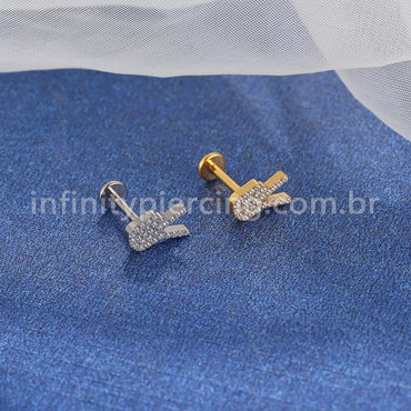 Piercing Labret Titânio Paz Zircônia