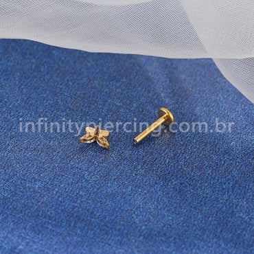 Piercing Labret Titânio Borboleta Zircônia