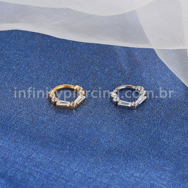 Piercing Argola Titânio Segmento Articulado Zircônia Cravejada