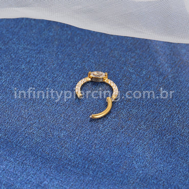 Piercing Argola Aço Cirúrgico Segmento Articulado Zircônia Cravejada