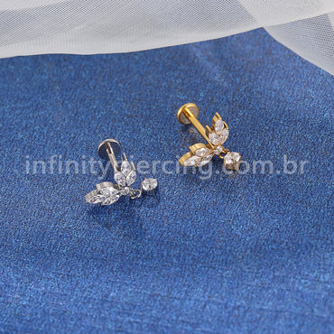 Piercing Labret Titânio Zircônias Com Pingente