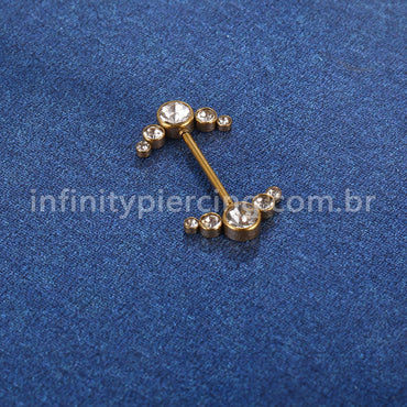 Piercing Mamilo Push Pin Aço Cirúrgico Indiano Zircônia