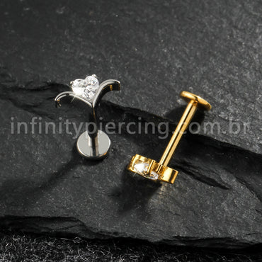 Piercing Labret Titânio Zircônia Cravejada
