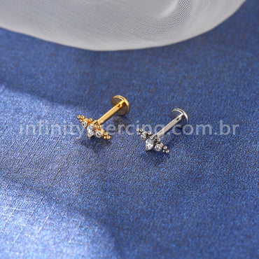 Piercing Labret Aço Cirúrgico Indiano Zircônia Cravada