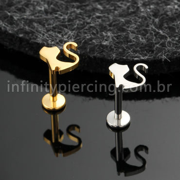Piercing Labret Titânio Gato