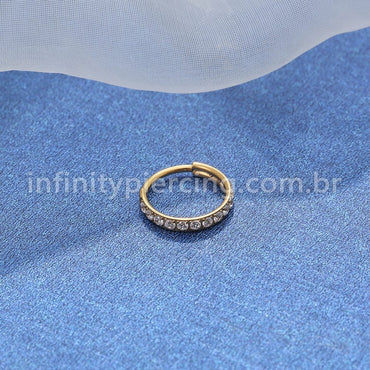 Piercing Argola Titânio Segmento Articulado 1 Fileira Zircônia