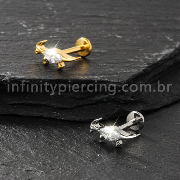 Piercing Labret Titânio Dinossauro