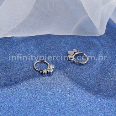 Piercing Argola Segmento Articulado Titânio Indiano Zircônia/Opala