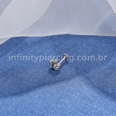 Piercing Labret Push Pin Titânio Indiano Zircônia