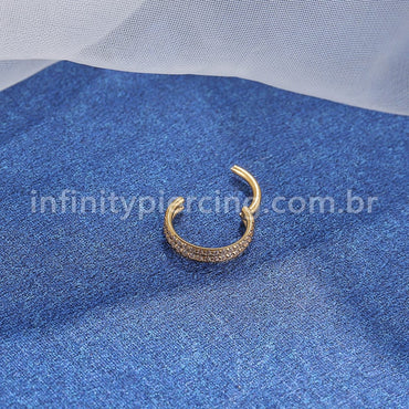 Piercing Argola Segmento Articulado Aço Cirúrgico Zircônia 2 Fileiras