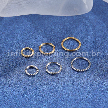 Piercing Argola Aço Cirúrgico Segmento Articulado Detalhado Frontal