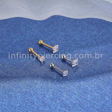 Piercing Minibarbell Titânio Zircônia Quadrada