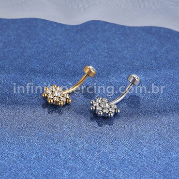 Piercing Banana Aço Cirúrgico Indiano Zircônia