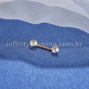 Piercing Mamilo Push Pin Aço Cirúrgico Zircônia Redonda