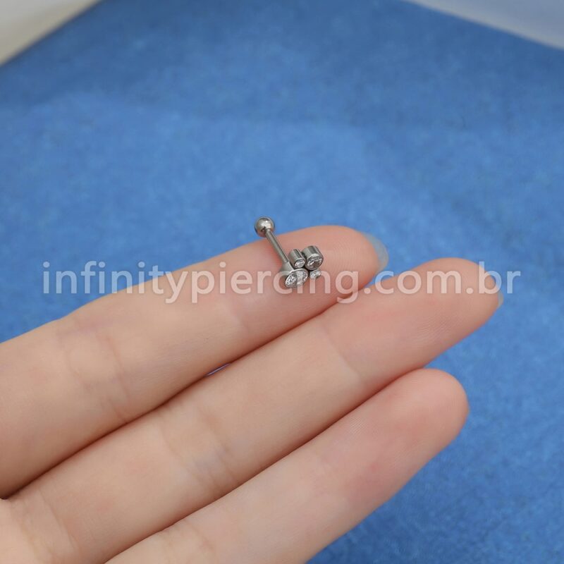 Piercing MiniBarbell Titânio Indiano Zircônia