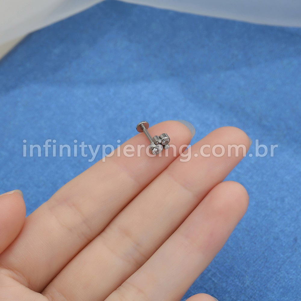 Piercing Labret Push Pin Titânio Indiano Zircônia