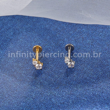 Piercing Labret Titânio Dupla Zircônia