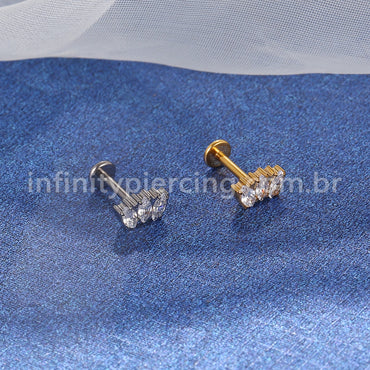 Piercing Labret Rosca Interna Titânio Zircônia
