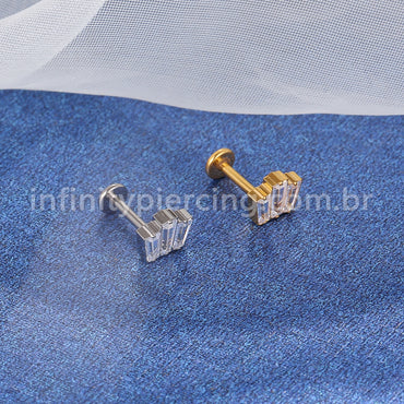 Piercing Labret Titânio Zircônia Cravejda