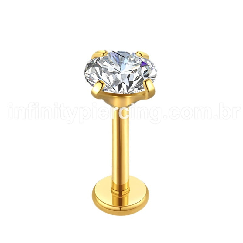 Piercing Labret Push Pin Aço Cirúrgico Zircônia Cravejada