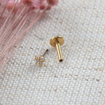 Piercing Labret Aço Cirúrgico Push Pin Estrela Zircônia
