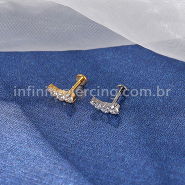 Piercing Labret Titânio 4 Zircônias