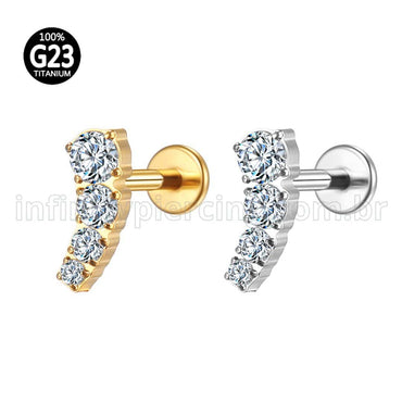 Piercing Labret Titânio 4 Zircônias