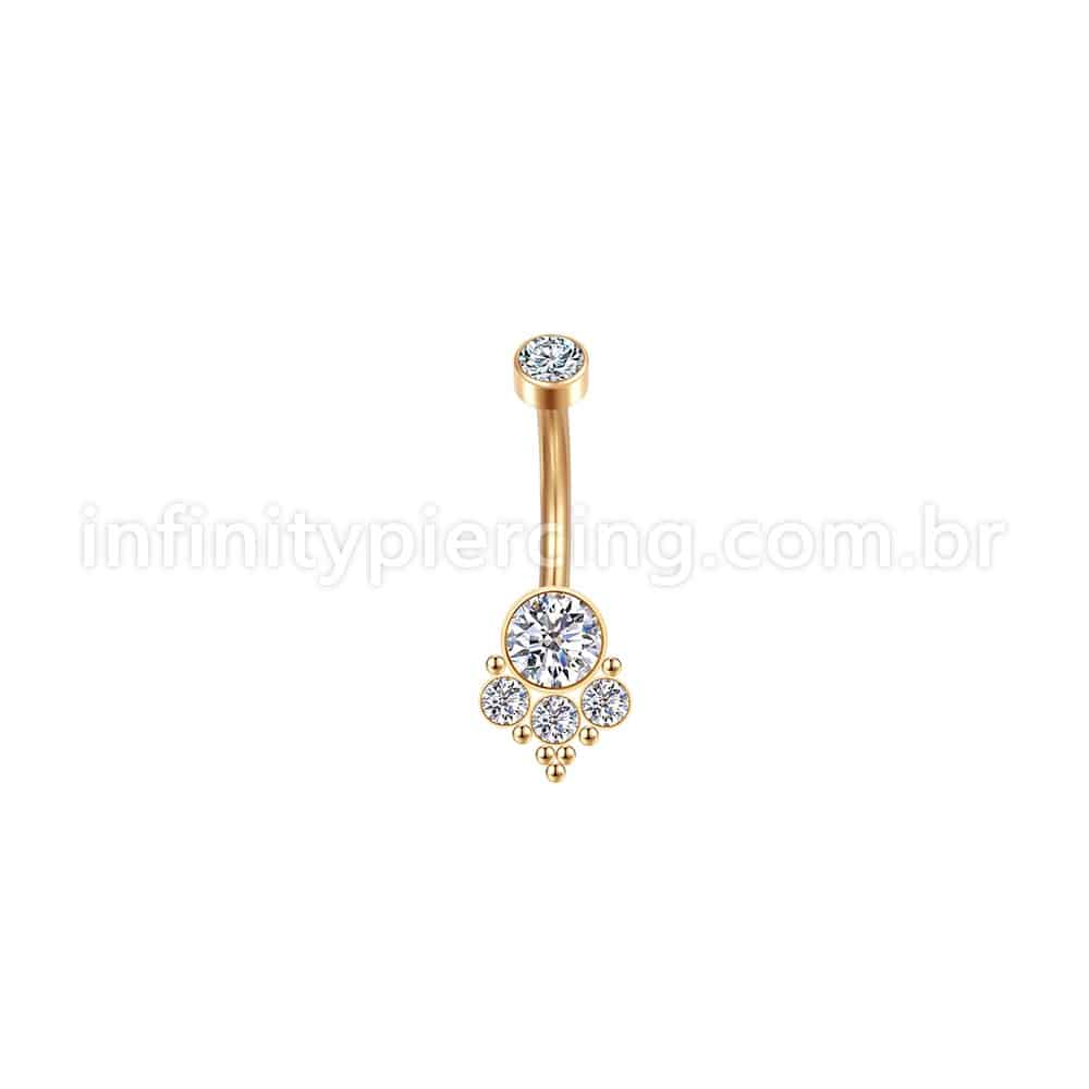 Piercing Banana Aço Cirúrgico Indiano Zircônia