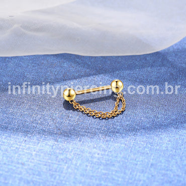 Piercing Barbell Titânio Com Corrente