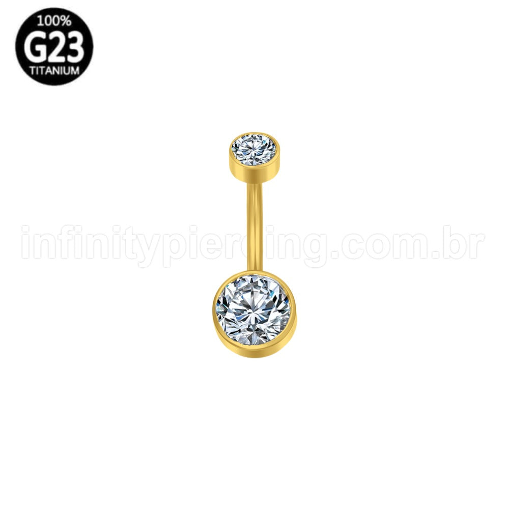 Piercing Banana Titânio 2 Pedras Zircônia